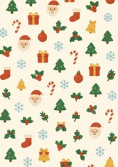 Fototapeta premium Festive holiday icons pattern wallpaper.