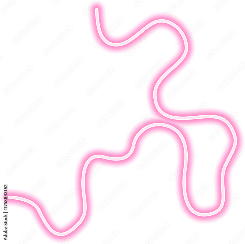 Wall mural neon line with a dynamic and continuous flowing motion, forming an abstract glowing stroke.