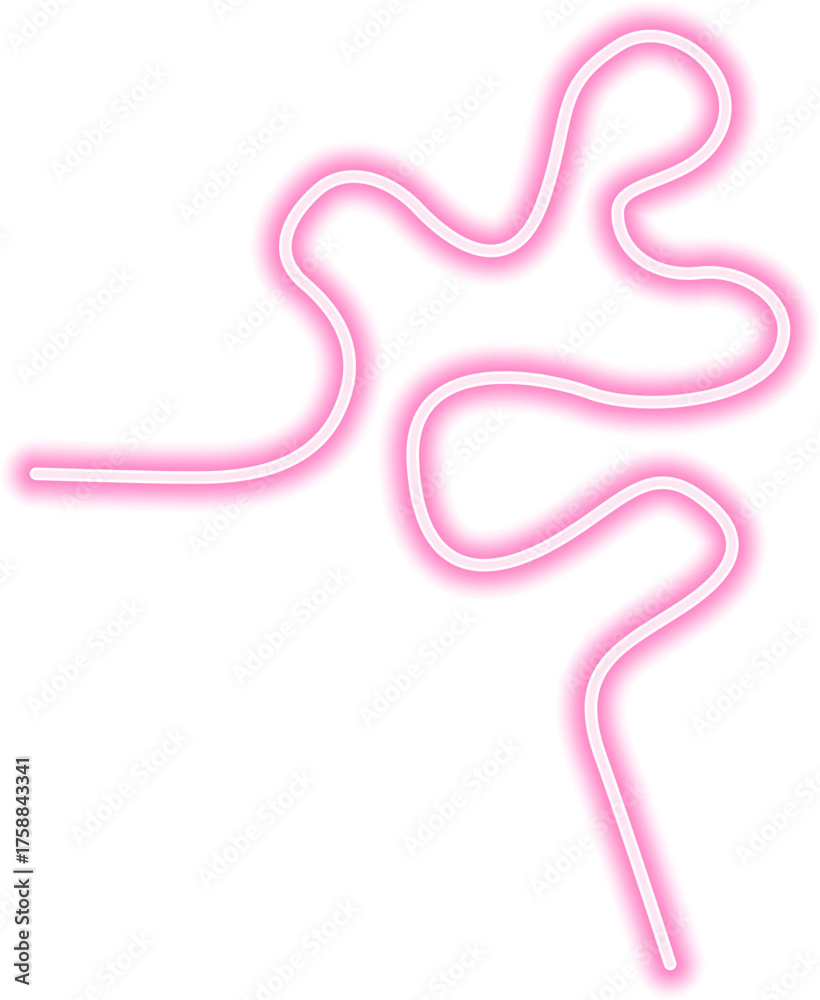 Wall mural continuous neon stroke with a minimal wavy pattern, glowing vibrantly and moving fluidly with a seam