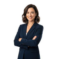 Illustration of confident businesswoman in a suit isolated on transparent background