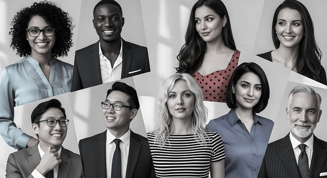 Diverse professional team portraits with confident expressions, perfect for showcasing company culture and global collaboration in modern business settings