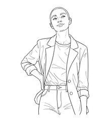 Quiet Confidence Pose Line Art