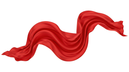 Elegant red silk fabric flows gracefully against a black background.
