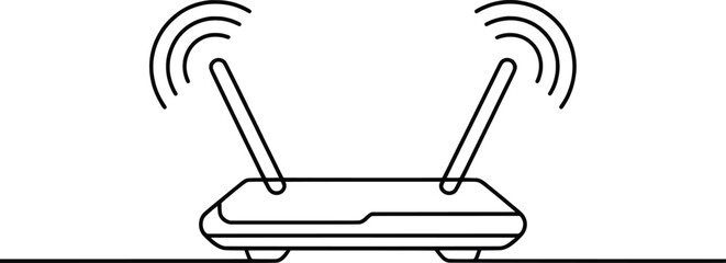 WiFi Router Line Art Illustration.