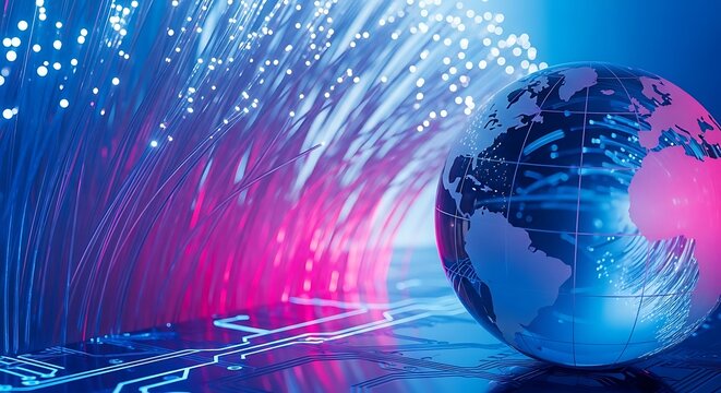 Global network of fiber optics and digital earth - Powered by Adobe