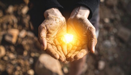 Hands gently cradling a glowing orb of light, evoking a sense of hope, and creation