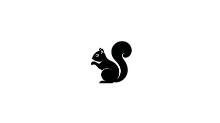 Fototapeta premium Black squirrel silhouette vector illustration on white background, simple minimalist graphic design animal icon