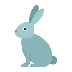 Cute light blue rabbit sitting and looking to the side