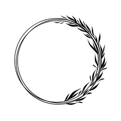 Circular wreath design featuring elegant leaves in a minimalist style, perfect for invitations and decorative purposes