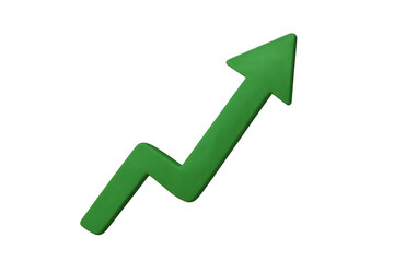 Green ascending chart arrow showing growth, success, finance, business profit, market progress, and increasing statistics