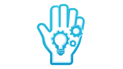 Creative ideas, innovation, and technological development process icon with human skill and engineering concept.