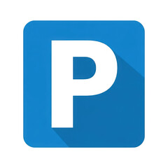 Modern blue parking icon symbol with subtle shadow effect for apps and websites isolated on transparent background