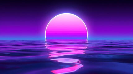 Gradient with Synthwave Sunset Ring and Vapor Reflection