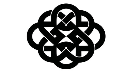 Intricate black and white abstract knot pattern. Geometric interwoven design with symmetry, perfect for decorative backgrounds and spiritual themes.