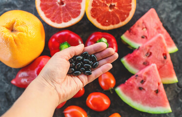 Lycopene containing foods are red. Selective focus.