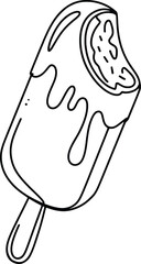 Ice Cream Popsicle Line Art Vector Illustration.