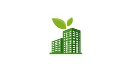 Sustainable green building concept with vibrant leaves, symbolizing eco-friendly urban architecture and environmental responsibility
