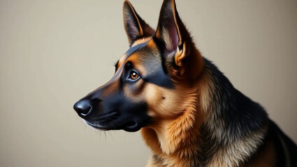 Majestic German Shepherd's watchful gaze captures loyalty and intelligence, perfect for security or companionship themes.