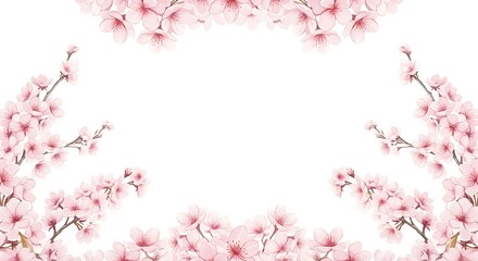 Obraz premium Cherry blossom branches frame on white background
