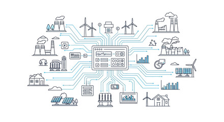 Centralized energy grid management system with diverse sources and consumption points