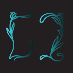 Elegant floral swirls decorative borders ornate flourish design element vector