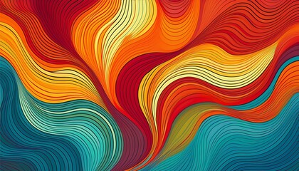 abstract colorful wavy pattern with red orange yellow green and blue hues