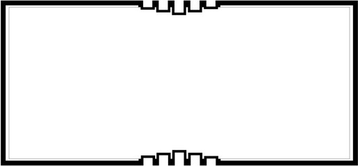 Minimalist black and white rectangular border frame with geometric patterns, ideal for page layouts, content framing, and sleek graphic design accents