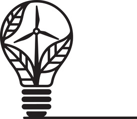 Light bulb and wind turbine symbolizing sustainable energy innovation