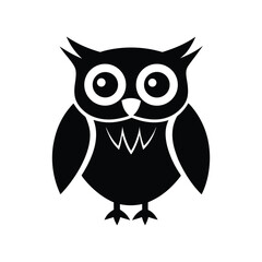 Wild owl perched silhouette Vector illustration