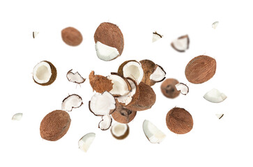 Coconuts falling, levitate coco nut explosion