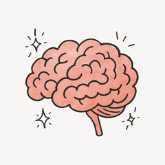 Pink brain illustration sparkles
