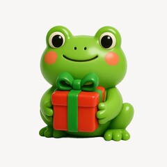 Naklejka premium Cute frog holding gift