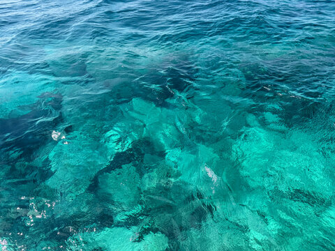 Blue water sea or ocean surface.