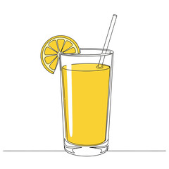 Line art fresh orange juice glass line art vector illustration for summer drink and healthy lifestyle concept