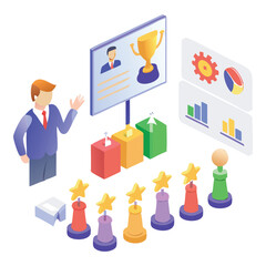 Business achievement and success illustration for company growth and employee recognition concept , business icons set , Business Icons set