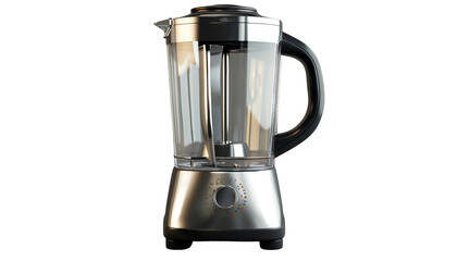 sleek modern blender with stainless steel body and glass jar isolated on transparent background