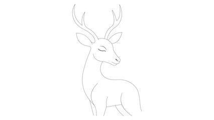 Line Art of a Deer with Antlers and Closed Eyes stag