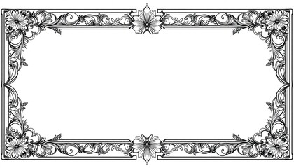 Fototapeta premium Elegant vintage ornamental border design with intricate floral details, perfect for invitations, certificates, and decorative framing