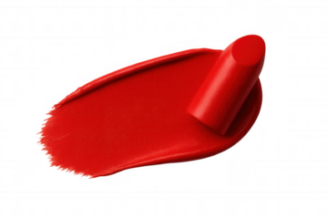 Red lipstick swatch smear, beauty cosmetics product for makeup, isolated with transparent background