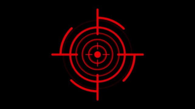 Glowing neon target icon animation, military training and crosshair concept, sniper aim, bullseye and hunting target illustration, precision shooting and target audience 4K Video