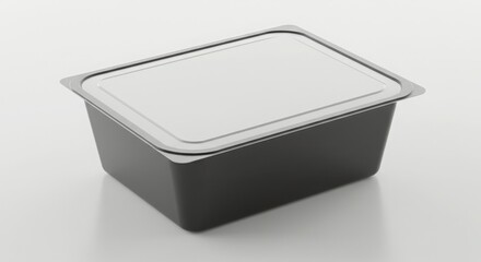 spaghetti takeaway clamshell box with blank panel isolated on a clean background for food storage or packaging purposes