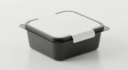 spaghetti takeaway clamshell box with blank panel isolated on a clean background for food storage or packaging purposes
