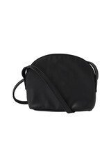 Naklejka premium Stylish black leather crossbody bag isolated on white background fashion accessory