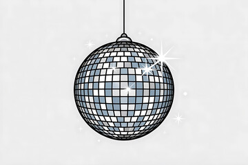 Reflective disco ball hangs suspended, scattering light and evoking a vibrant dance atmosphere.