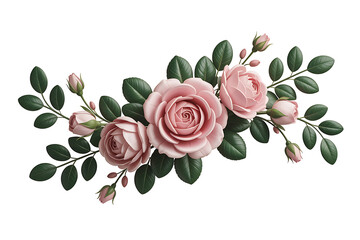Delicate pink roses and lush green foliage create a beautiful, elegant floral arrangement.