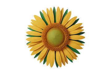 Vibrant sunflower with bright yellow petals and green accents, radiating warmth and natural beauty.