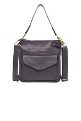 Fototapeta premium Elegant gray leather convertible backpack shoulder bag with front pocket