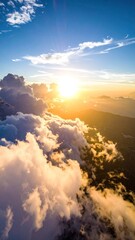Fototapeta premium Aerial View of Sunrise Above Clouds