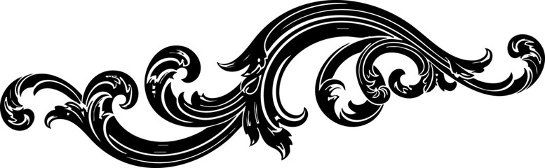 Obraz premium Elegant swirling filigree flourish in black, perfect for invitations, design elements, and branding, adding a touch of classic sophistication to any project