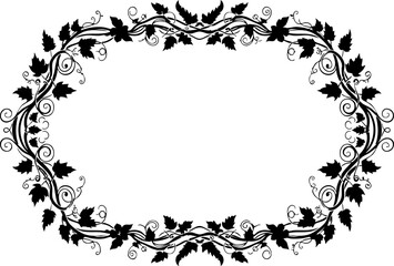 Elegant floral frame with swirling vines and leaves, perfect for wedding invitations, greeting cards, or decorative borders in your design projects © TOP-EDGE DESIGNS